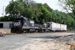 NS 538 & 544 lead train E60 out of the yard